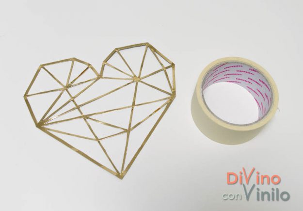 corazon-geometrico-paso2 corazón geométrico con vinilo dorado