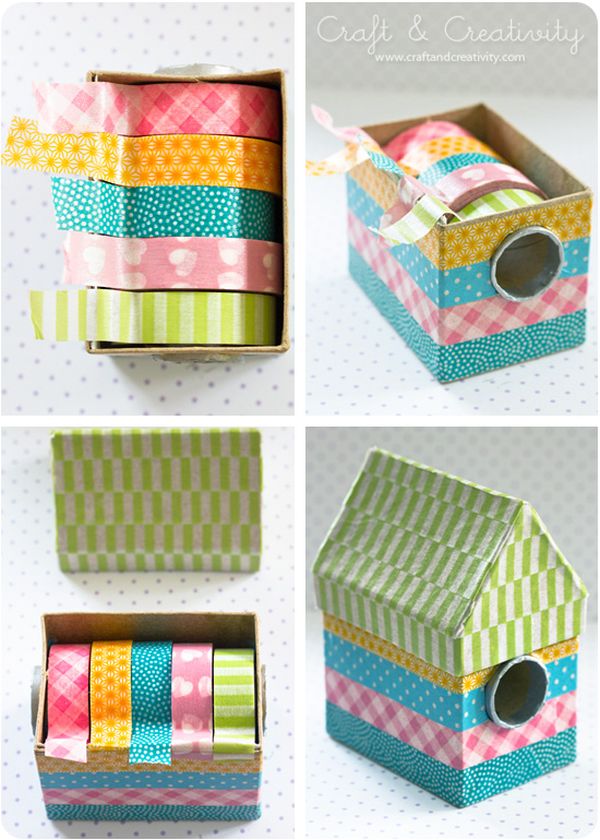 reciclar con washi tape cajas de cartón