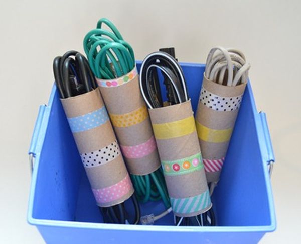 reciclar con washi tape tubos de cartón