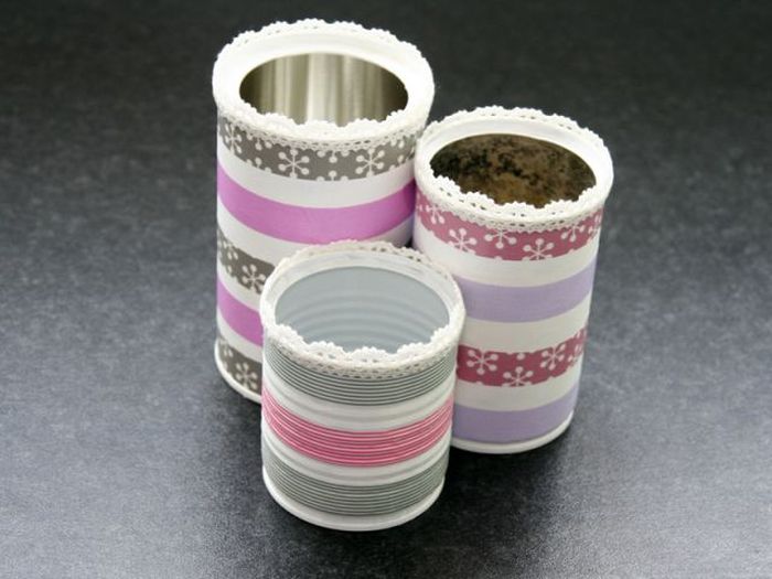 reciclar con washi tape latas