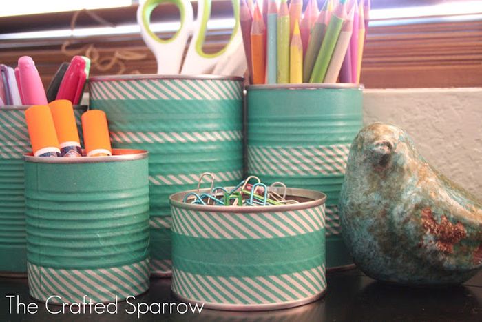 reciclar con washi tape latas