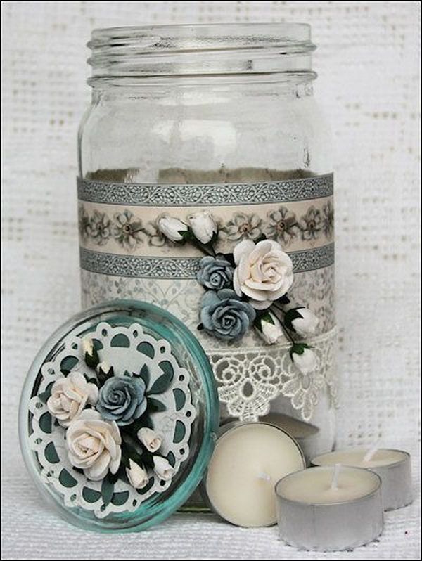 reciclar con washi tape tarros de vidrio