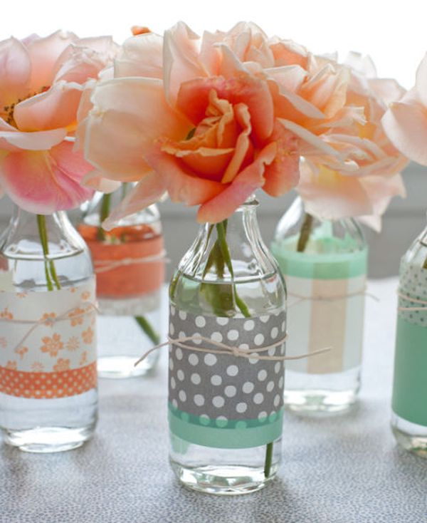 reciclar con washi tape botellas de vidrio
