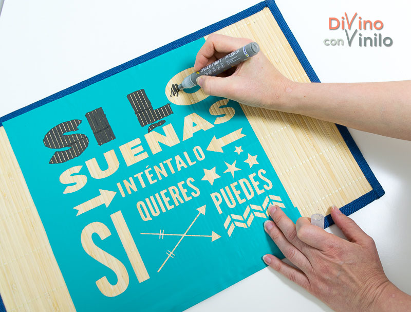 cómo personalizar un mantel con plantillas de vinilo