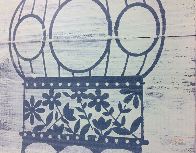 decoración sobre madera con milk paint y plantillas de vinilo adhesivo